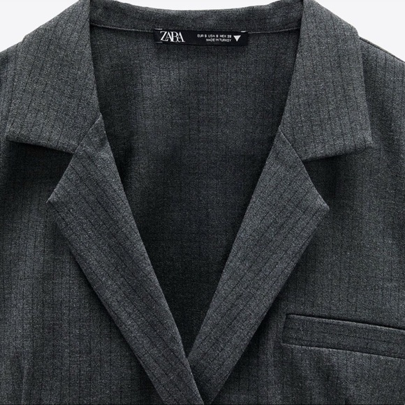ZARA Cropped Pinstripe Shirt Blazer - Picture 3 of 8